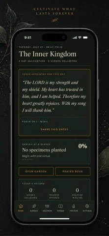 Official Inner Kingdom App Store image showing its devotional garden and readings